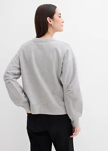 Sweatshirt med vid ribbekrage, av økologisk bomull, bonprix