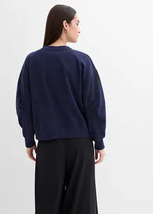 Sweatshirt med vid ribbekrage, av økologisk bomull, bonprix