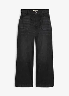 Wide Leg-jeans Mid Waist med påsatte lommer, bonprix