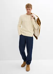 Grovstrikket genser med flettemønster, bonprix