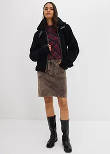 Kort kordfløyelskjørt i vasket stil, bonprix