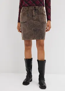 Kort kordfløyelskjørt i vasket stil, bonprix