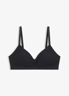 Vattert bralette i ribbet materiale med økologisk bomull, bonprix