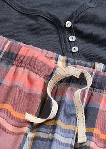 Pyjamas med ribbetopp og flanellbukse med glittergarn, bonprix