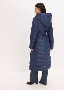 Vannavvisende, vattert kåpe med besetning i ullstil og knytebelte (2 deler), bonprix