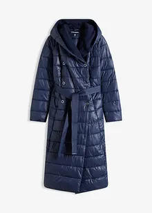 Vannavvisende, vattert kåpe med besetning i ullstil og knytebelte (2 deler), bonprix