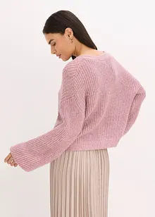 Kort strikkejakke med glittergarn og ullandel, bonprix