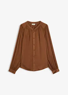 Satengbluse med blondebånd, bonprix