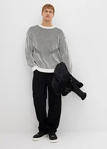 Ribbet genser av bomullsmiks, Loose Fit, bonprix