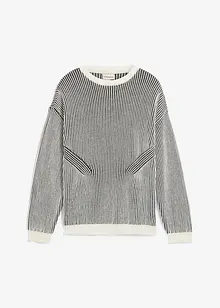 Ribbet genser av bomullsmiks, Loose Fit, bonprix