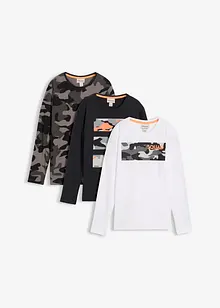 Langermet topp til gutt i 100% bomull (3-pack), bonprix