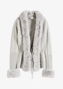 Cardigan med fuskepels, bonprix