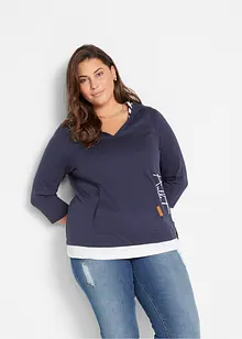 Hettegenser i 100% bomull med 3/4-lange ermer, bonprix