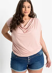 Topp i viskosemiks med drapert utringning, bonprix