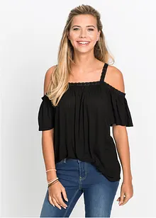 Cold shoulder-topp i myk viskose, bonprix