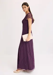 Maxikjole i tyll med perlebroderi, bonprix