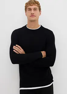 Strukturert genser i 2-i-1-stil av bomullsmiks, bonprix