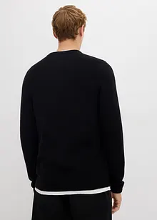 Strukturert genser i 2-i-1-stil av bomullsmiks, bonprix