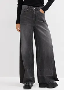 Wide Leg-Jeans High Waist med innfelling, bonprix