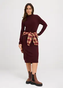 Finstrikket kjole med ståkrage, bonprix