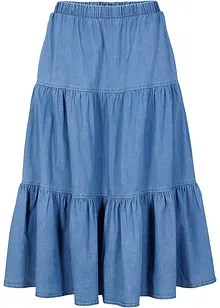 Volangskjørt i denim, bonprix