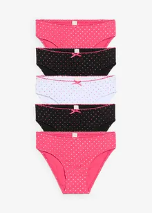 Truse i myk bomull med satengsløyfe (5-pack), bonprix