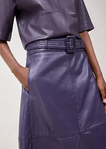 Skinnskjørt i lammenappa med belte (2-delt sett), bonprix