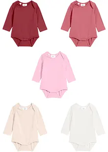 Langermet body til baby i 100% økologisk bomull (5-pack), bonprix