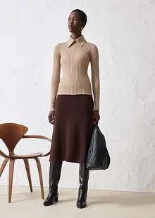 Ribbestrikket genser i merinoull, bonprix