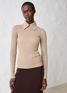 Ribbestrikket genser i merinoull, bonprix