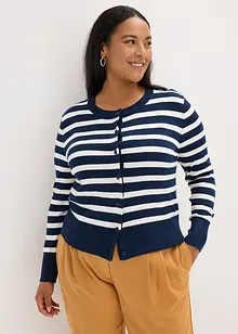 Finstrikket cardigan med stripemønster, bonprix