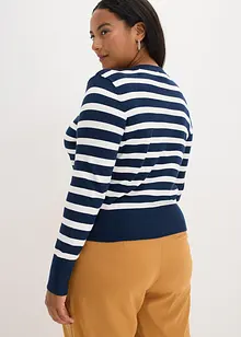 Finstrikket cardigan med stripemønster, bonprix