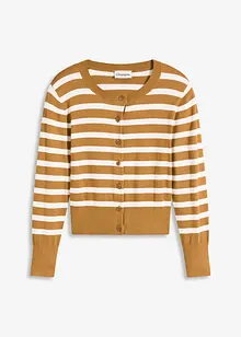 Finstrikket cardigan med stripemønster, bonprix