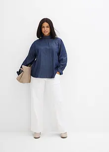 Denimbluse med brede mansjetter, bonprix