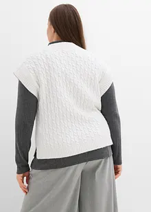 Strikket vest med flettemønster, bonprix