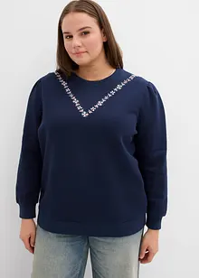 Sweatshirt i bomullsmiks med broderi, bonprix