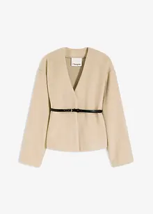 Oversized blazer i ullstil med belte, ufôret, bonprix