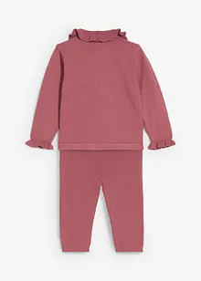 Strikket genser med volang-krage og leggings (2-delt sett), bonprix