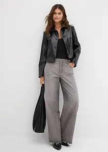 Wide Leg-jeans Mid Waist, komfortlinning, bonprix