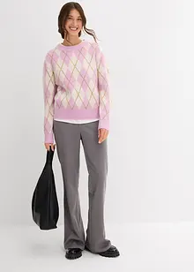 Finstrikket genser med rutemønster, bonprix