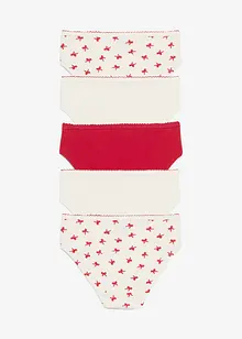 Truse av mykt ribbet materiale med satengsløyfe (5-pack), bonprix