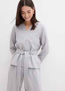 Langermet topp med bredt knytebelte, av viskosemiks, bonprix