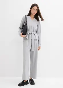 Langermet topp med bredt knytebelte, av viskosemiks, bonprix