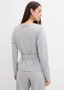 Langermet topp med bredt knytebelte, av viskosemiks, bonprix