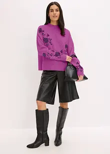 Genser med paljettbroderi, bonprix