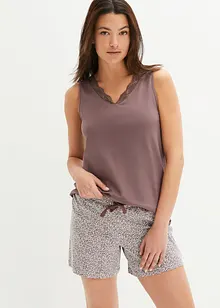 Kort pyjamas med fine blonder, bonprix