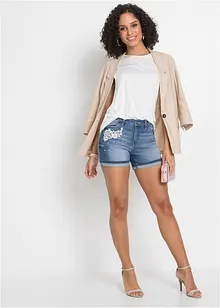 Denimshorts Mid Waist med pynt, bonprix