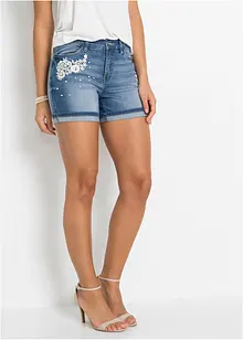 Denimshorts Mid Waist med pynt, bonprix