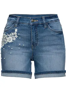 Denimshorts Mid Waist med pynt, bonprix