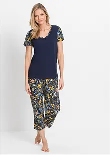 Capri-pyjamas i 100% bomull med korte ermer, bonprix